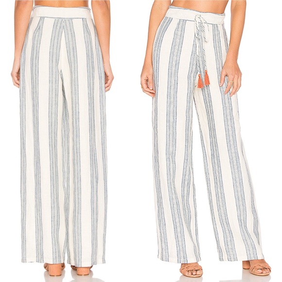 Tularosa Pants - Tularosa Marley linen stripe tassel wideleg pants